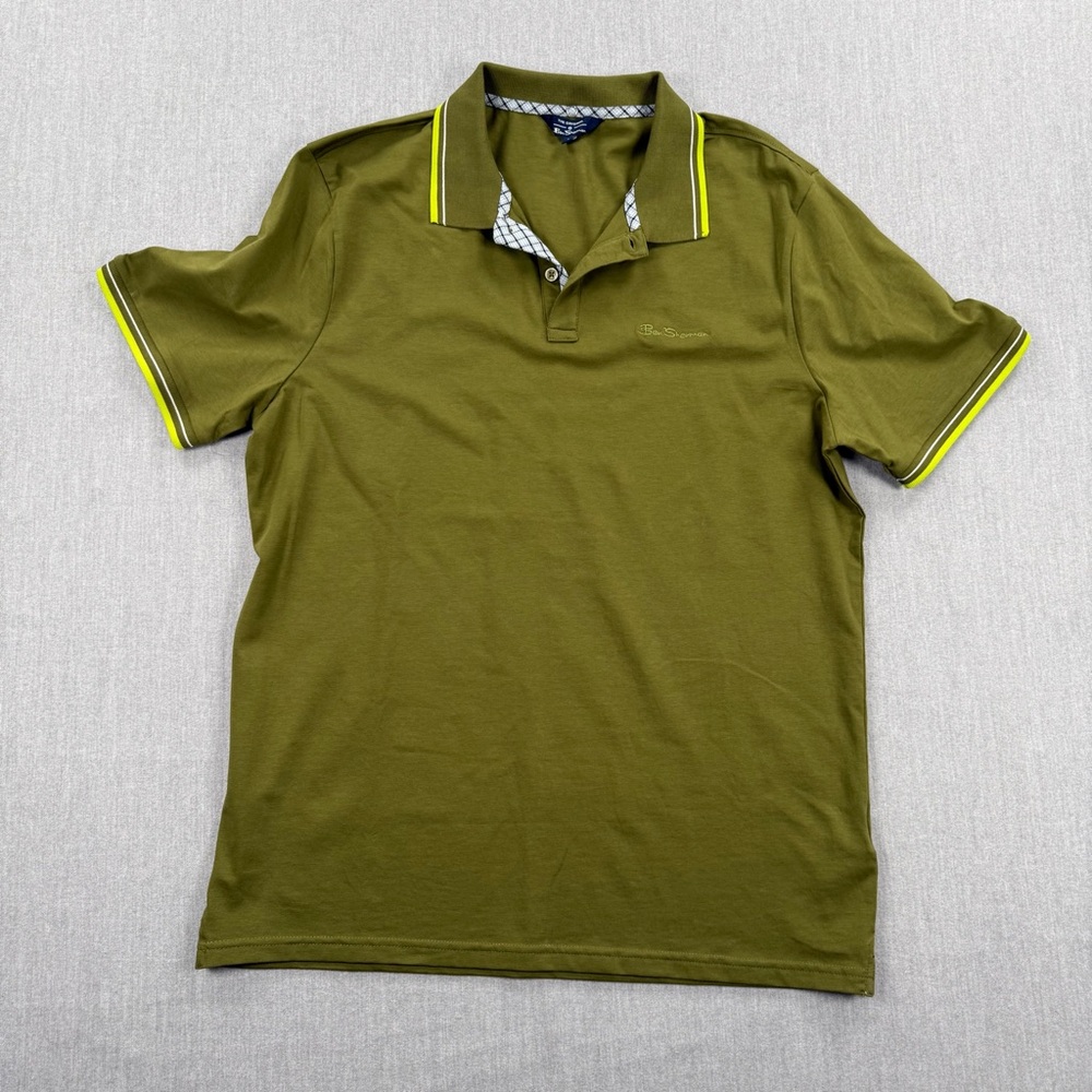 Ben Sherman Olive‎ Green Polo with Yellow Contrast Trim